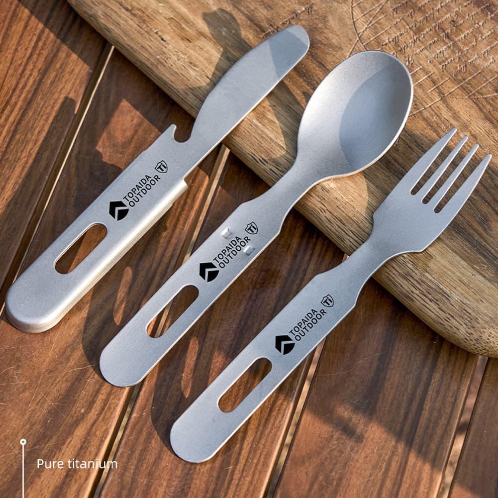Edc Everyday Carry Knives - 3'ü 1 Arada Titanyum Kamp Çatalı,
